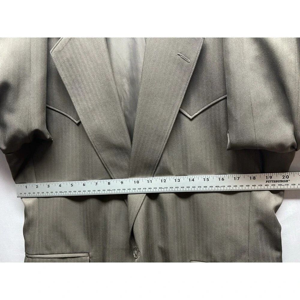 Taos Country Vintage Western Collection Mens Suit 42, 36x30 Brown Pinstripe